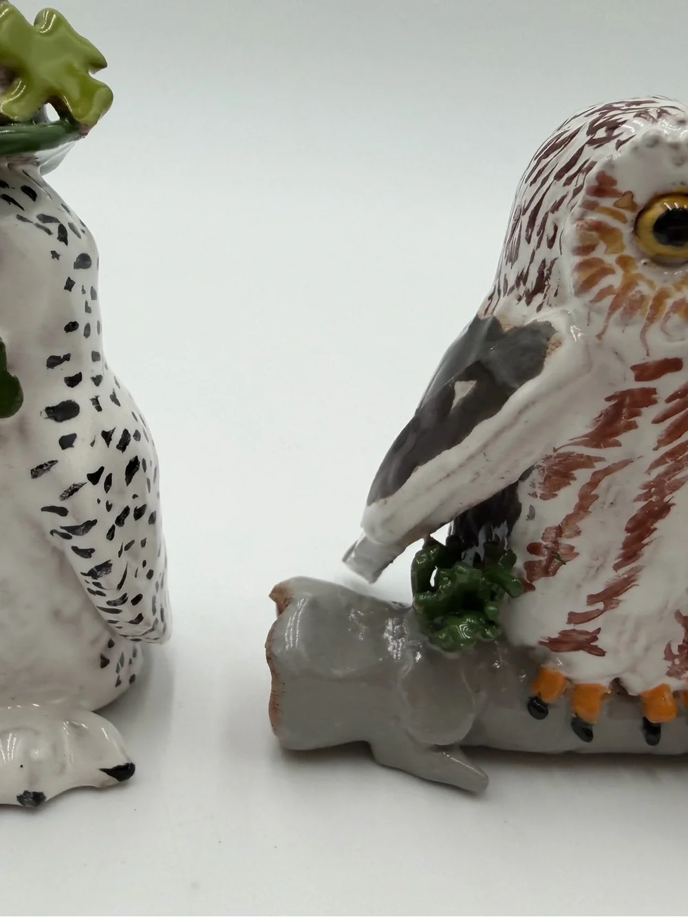 Vintage collection of five small, hand-painted ceramic/porcelain owl figurines